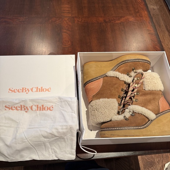 Chloe Martinica Shearling Wedge Boot - Picture 2 of 6